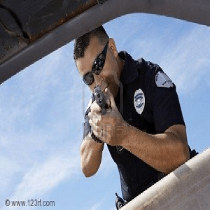 police gun drawn
