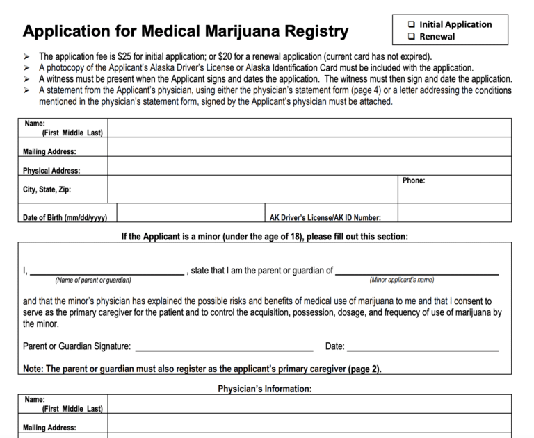 Alaska medical marijuana renewal application form
