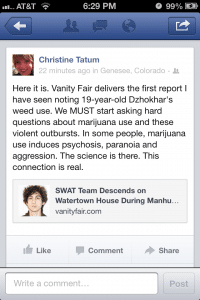 Christine Tatum Blames Boston Bombs on Weed (click for full-size)