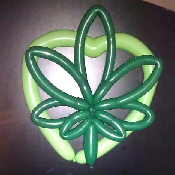 stoner balloon art marijuana leaf heart