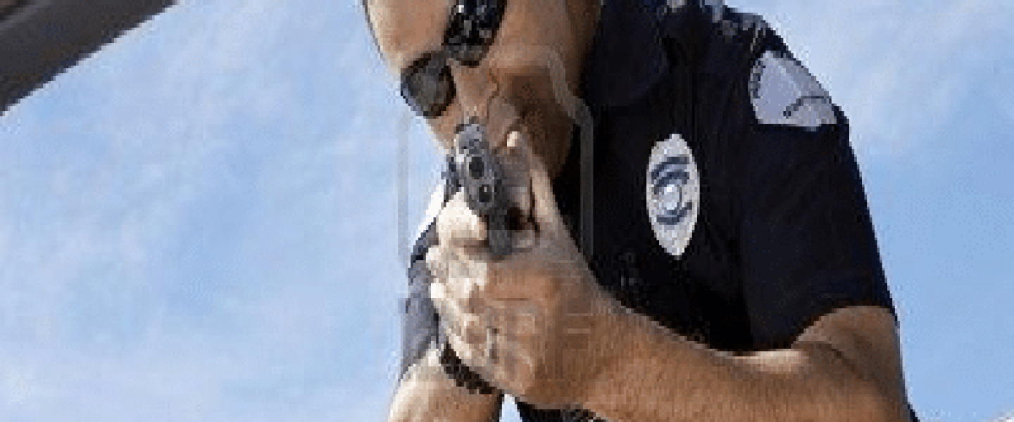 Police gun drawn