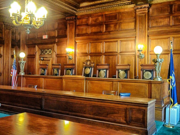 Picture of a court room interior—several GOP-led states have actively opposed marijuana legalization measures that have passes through voter-passed ballot initiatives.