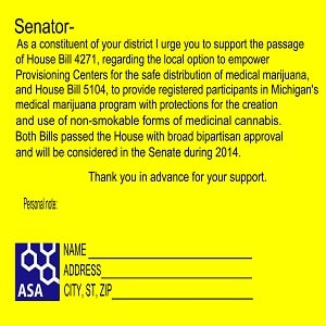 michigan medical marijuana postcard