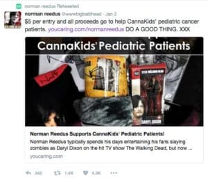 norman reedus tweet, cannakids, support cannabis