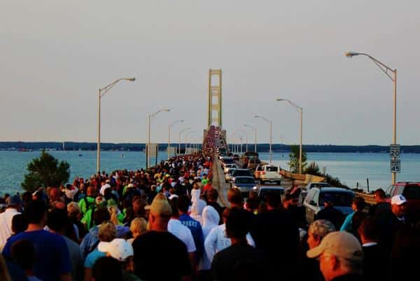 Cannabis supporters participate in the 2012 Labor Day Mackinac Bridge Walk